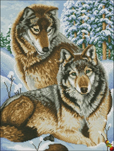 DIY Bead Embroidery KIT Wolves in the snow