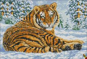 DIY Bead Embroidery KIT Tiger in the snow