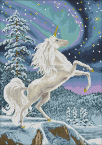 DIY Bead Embroidery Kit Unicorn in the snow