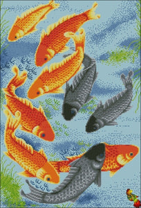 DIY Bead Embroidery KIT Nine carp of wealth