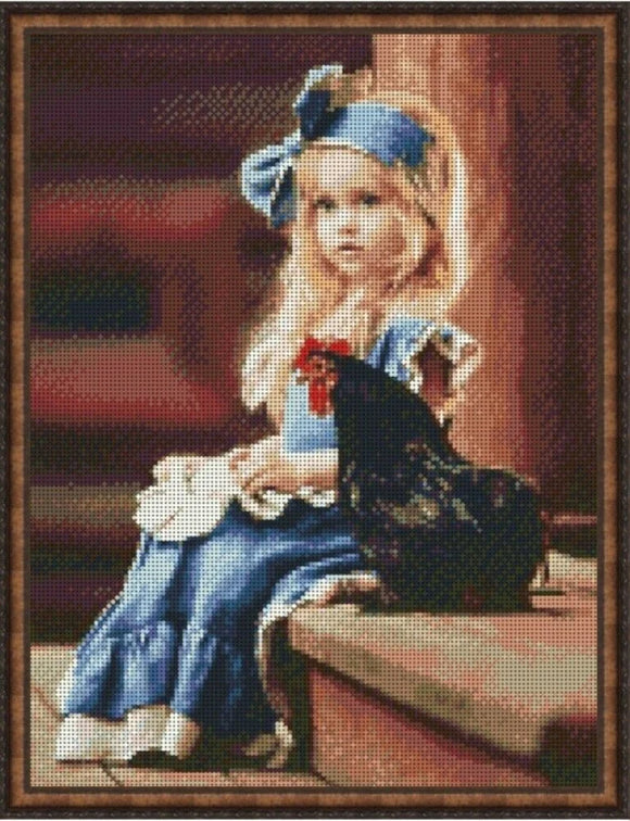 Bead Embroidery Kit baby girl with chicken