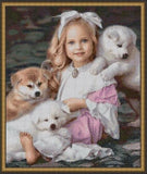 Bead Embroidery Kit baby girl and puppies