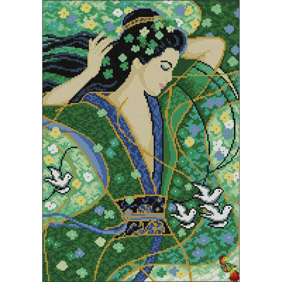 Bead Embroidery Kit Needlepoint Beading Asia woman geisha - Marlena.shop