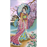 Asia woman Bead Embroidery Kit geisha Needlepoint - Marlena.shop