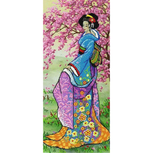 Bead needlepoint kit, bead cross stitch Asia woman geisha - Marlena.shop