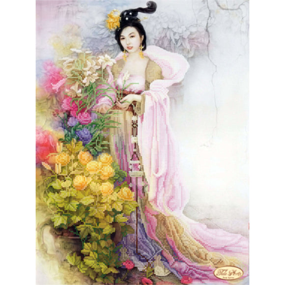 Bead Embroidery kit Geisha Needlepoint DIY Asia Female - Marlena.shop