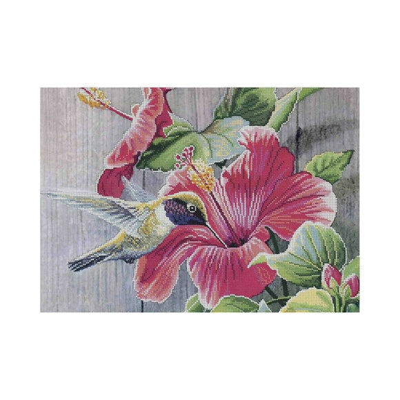 bead picture DIY Bead Embroidery Kit flower colibri - Marlena.shop