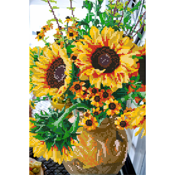 Bead Embroidery Kit DIY Needlepoint sunflowers - Marlena.shop