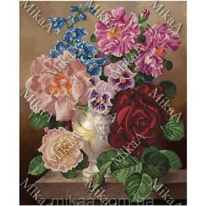 Bead Embroidery Kit Needlepoint Bouquet Flowers - Marlena.shop