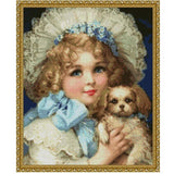 Bead Embroidery Kit Needlepoint Beading Baby Girl and Dog - Marlena.shop