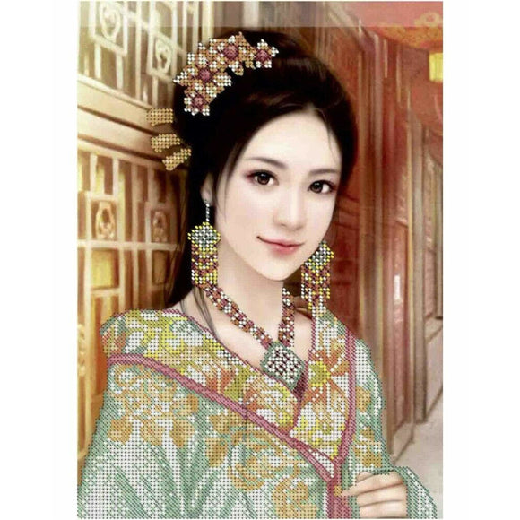 Bead Embroidery picture DIY geisha east woman - Marlena.shop