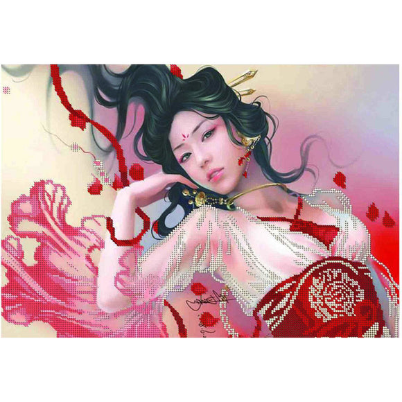 DIY Bead Embroidery Kit Asia woman geisha - Marlena.shop