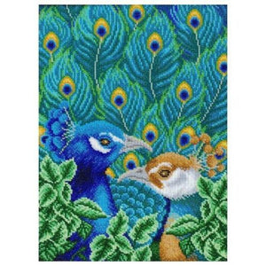 Bead Embroidery Kit Needlepoint craft set Peacocks - Marlena.shop