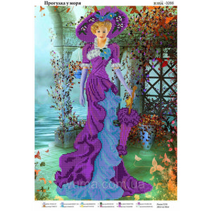 DIY Bead Embroidery Kit pocture victorian era lady - Marlena.shop