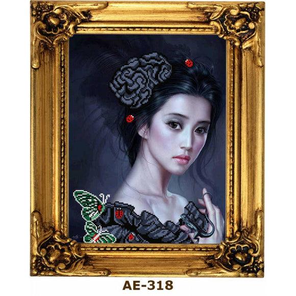 Bead Embroidery Kit DIY Beaded Asia Woman Girl Japane Geisha - Marlena.shop