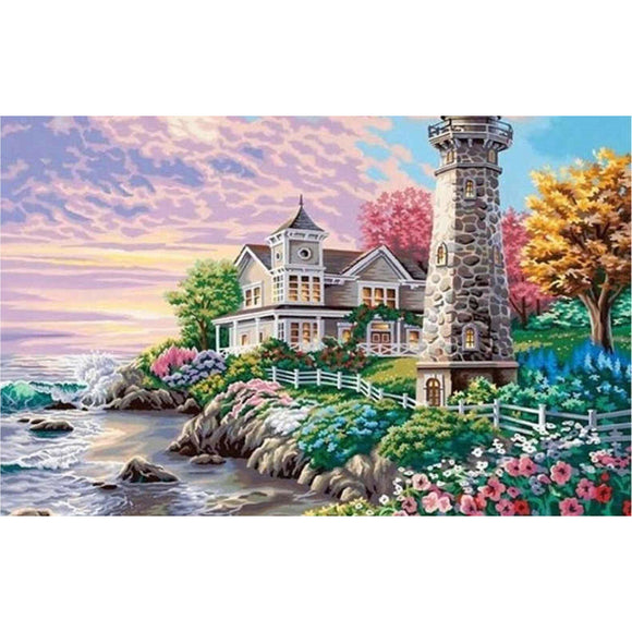 BIG picture DIY, picture of beads Lighthouse, Bead Embroidery Kit, Needlepoint Beading painting, seascape pattern beads, beadwork picture - Marlena.shop
