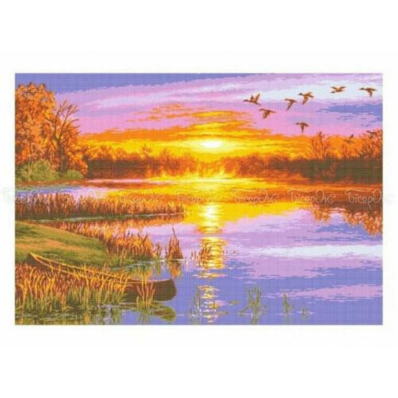 Bead Embroidery Kit nature landscape sunset river - Marlena.shop