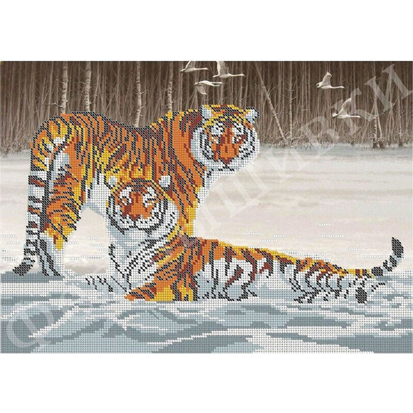 Bead Embroidery Beaded stitching tiger animals - Marlena.shop