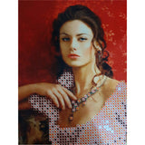 Bead Embroidery Kit 3d DIY picture Needlepoint Beading Lady woman in red - Marlena.shop