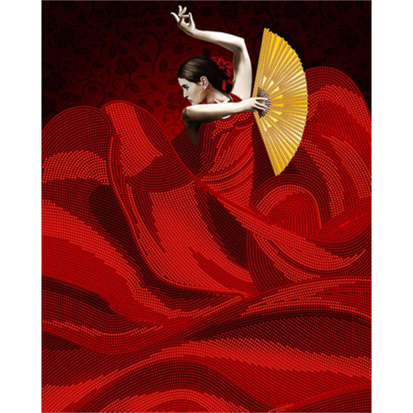 Bead Embroidery Kit woman in red dance Beadwork - Marlena.shop