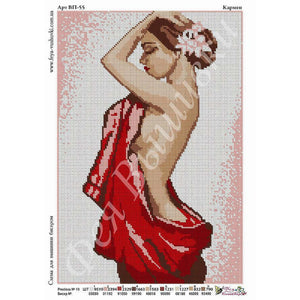 Bead Embroidery Kit Needlepoint Beading Lady IN Red - Marlena.shop