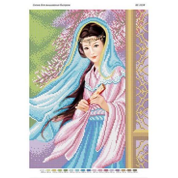 beads cross stitch picture Bead Embroidery Kit Asia east woman geisha - Marlena.shop