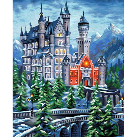BIG picture DIY Bead Embroidery Kit castle landscape Neuschwanstein - Marlena.shop