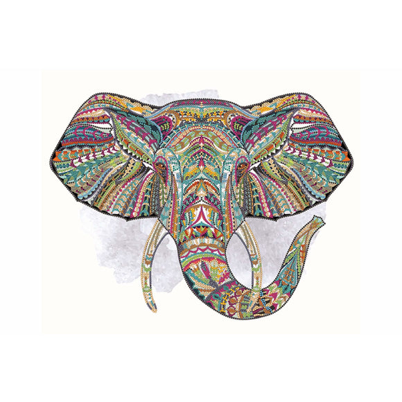Bead Embroidery Kit, DIY picture Mehendi Elephant beadwork - Marlena.shop