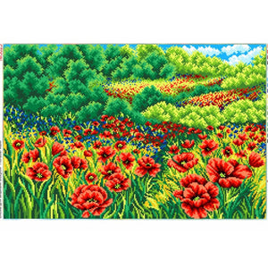 Bead Embroidery Kit, DIY picture, Needlepoint Beading, poppies, summer - Marlena.shop