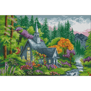 Bead Embroidery Kit DIY picture Chapel on the shore - Marlena.shop