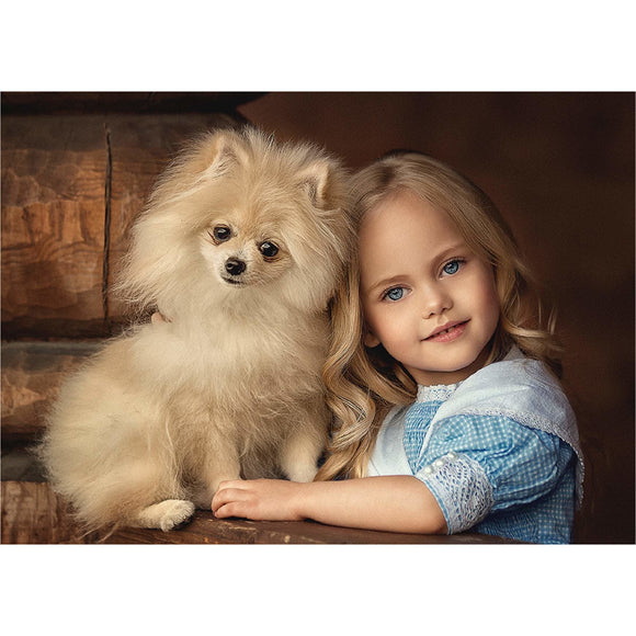 Bead Embroidery Kit girl and dog spitz - Marlena.shop