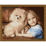 Bead Embroidery Kit girl and dog spitz - Marlena.shop