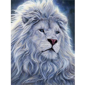 Bead Embroidery Kit Needlepoint Beading White Lion Animals - Marlena.shop