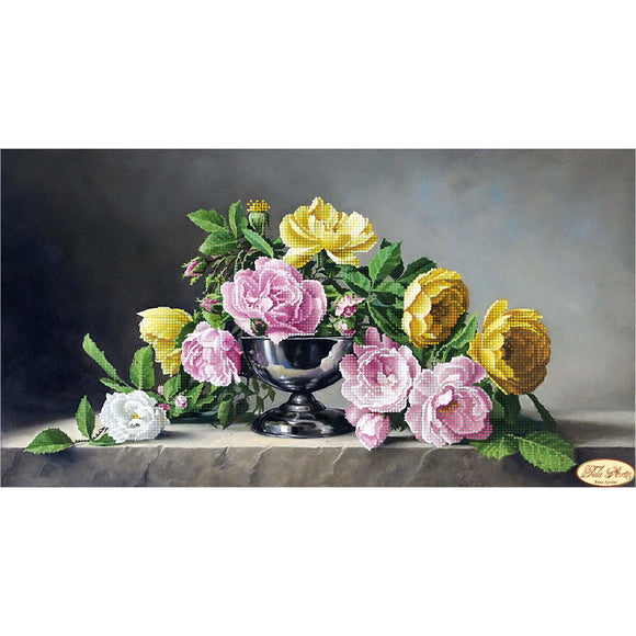 bead Embroidery Kit Beaded roses and stone - Marlena.shop