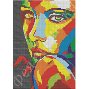 Bead Embroidery Kit Needlepoint PAINT PORTRait color face - Marlena.shop