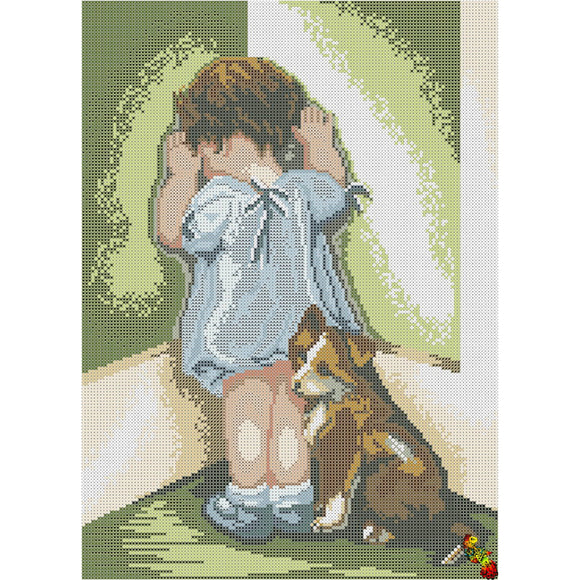 Embroidery bead kit baby girl child dog - Marlena.shop