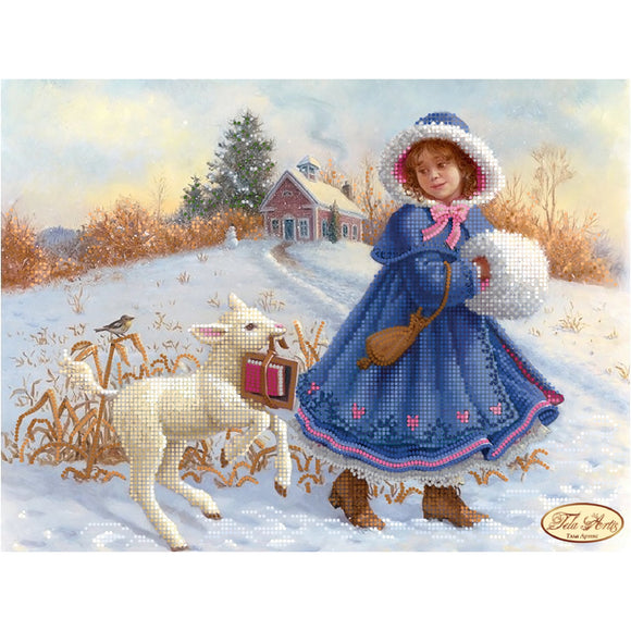 Embroidery bead kit baby child goat girl winter - Marlena.shop