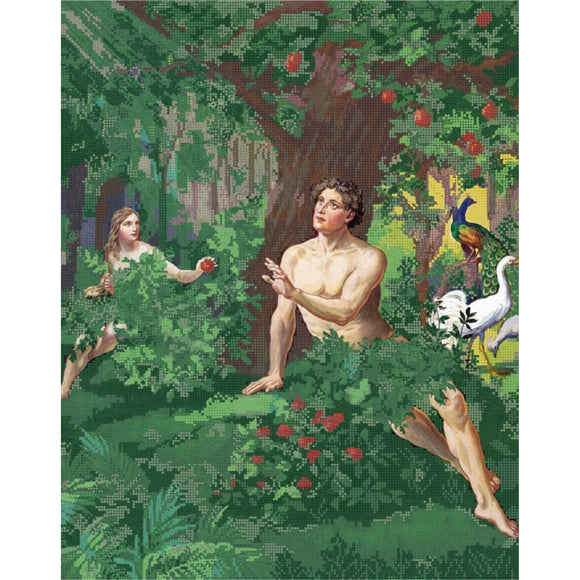 Embroidery bead kit, Adam Eve in the Garden of Eden, Needlepoint kit, Beads cross stitch full, Stamped pattern, Beaded picture DIY - Marlena.shop