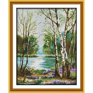 Beaded Embroidery DIY Kit nature landscape river - Marlena.shop