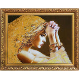 Bead Embroidery Kit on canvas "LADY GOLD", India woman picture - Marlena.shop