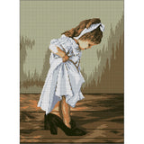 Bead Embroidery Kit on canvas baby Girl in mom's shoes - Marlena.shop