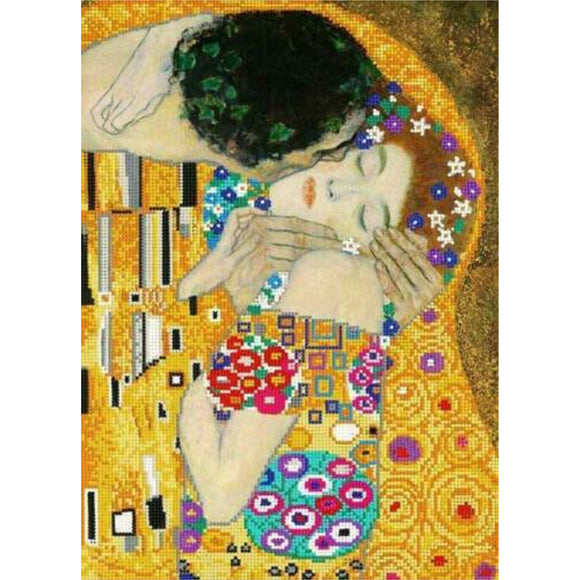 Bead embroidery kit Gustav Klimt Kiss printed - Marlena.shop