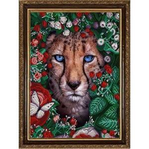 Bead embroidery kit Tiger in the picture Needlepoint Kit - Marlena.shop