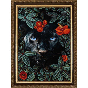 Bead embroidery kit panther in the picture Needlepoint Kit - Marlena.shop