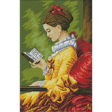 Bead Embroidery Kit lady with book DIY Needlepoint - Marlena.shop