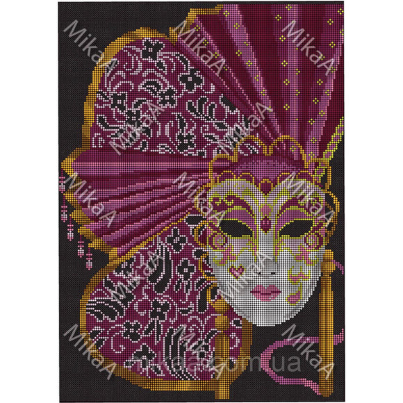 Bead Embroidery Kit, Needlepoint Venice mask - Marlena.shop
