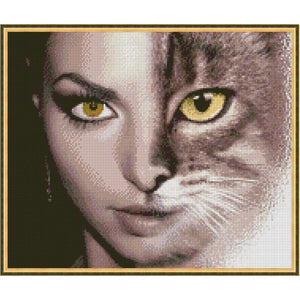 Bead embroidery kit picture DIY Woman Cat beadwork - Marlena.shop