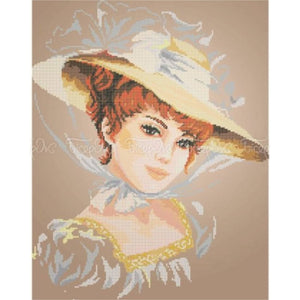 Bead Embroidery Kit Needlepoint craft set venetian lady with hat - Marlena.shop