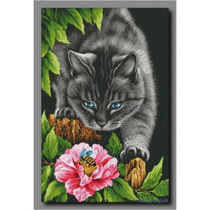 Bead embroidery kit BIG picture bead Cat Needlepoint - Marlena.shop