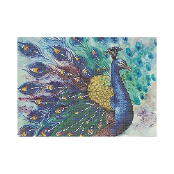 Beaded picture DIY bead watercolor Peacock beads - Marlena.shop